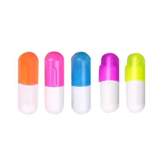 Promotional Custom Logo Mini Multi Color Pill Shaped Highlighter Marker Pen - Image 1