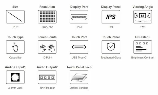 10.1inch Capacitive Touch Display (C) for Raspberry Pi 1280x800 IPS DSI Interface - Image 5
