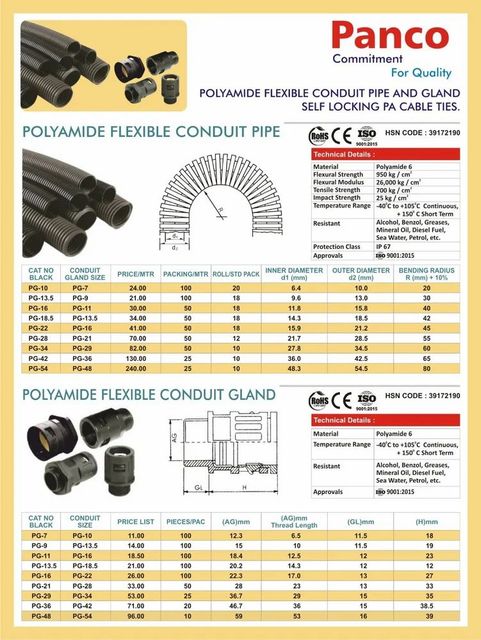 Nylon Polyamide Flexible Conduit Pipe Size 6 mm Brand PANCO Material ...
