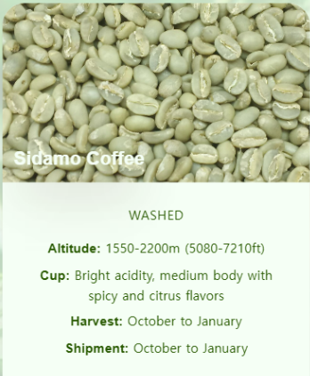 Ethiopian Sidamo Organic Arabica Green Coffee Beans | Washed | Fairtrade Certified | FOB Djibouti - Image 1