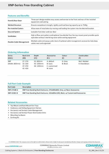 Mild Steel COMMRAX SERVER RACK Shielding UTP Frequency 250MHz Length 305 meter Patch Panel Cat 6 Material Mild Steel No. of Pairs 4 - Image 3