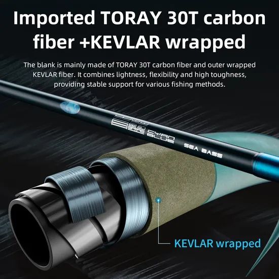 Sea Carbon Bass Rod 3-12m M Action 273G EVA Handle FUJI Guide 160.5Cm 2.0-5.0 PE - Image 4