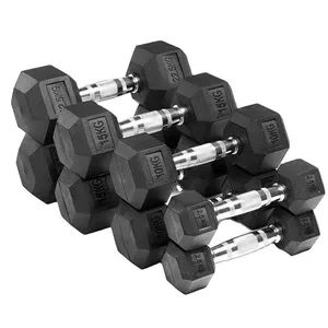 Sporting Goods 2 5 60kg 5 100lb Hex Rubber Dumbbells Set for Gym Fitness - Image 1