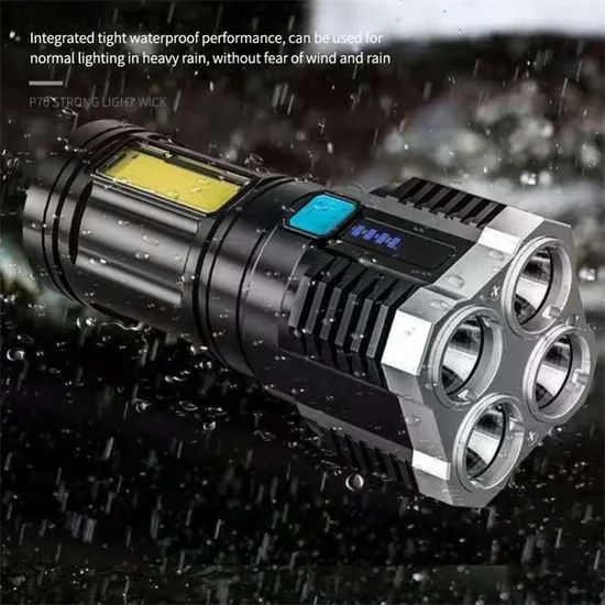 Handheld Emergency Searchlight High Power Four-Cell COB LED USB Rechargeable Flashlight Camping Searchlights Hunting Torch Light - Image 4