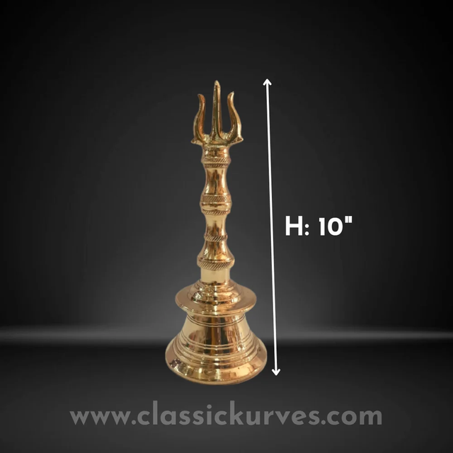 Brass soolam hand bell Purity Yes Color Golden material Brass Brand Classickurves Usage/Application Home Country of Origin Made in - Image 4