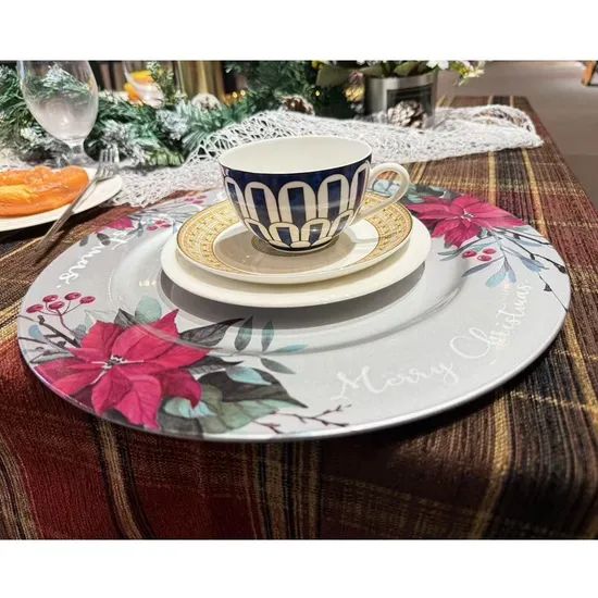 Elegant Design Transfer Printing Process PP Material Disposable Plastic Ornate Charger Plate - Image 4