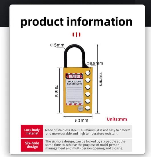 Heavy-Duty Lockout Hasp Set with Durable Safety Padlocks Color Yellow OEM Accepable Feature Durable Model NO. M-D26 Trademark - Image 2