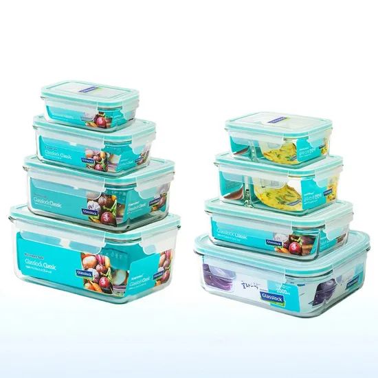 Borosilicate Rectangular /Square/Round Glass Food Storage Container Glass Crisper with Plastic Lid Lunch Bento Boxes - Image 5