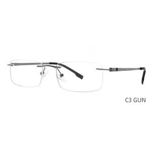 Tc-009 Sleek Gold Titanium Rimless Eyeglasses Elegant Rimless Optical Frames - Image 5