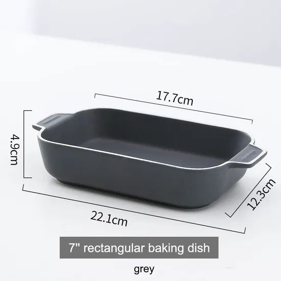 Rectangular Bakeware Set Porcelain Baking Dishes Ceramic Bakeware Plates Baking Round Bowl for Kitchen Custom Green Color - Image 5