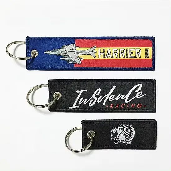 Custom Tag Anime Embroidery Key Chain Wrist Lanyard Car Keychain Woven Embroidered Marker Keychain - Image 2