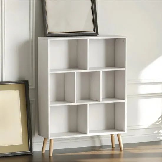 Cute Design Seven Grid Item Rack Wooden Office Bookshelf MOQ 5 PCS Size Medium Color White Feature Cute Condition New Origin - Image 4
