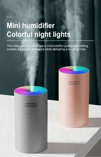 Humidifiers Kinscoter 2021 New Design USB Colorful Cool Mist Car Mini Air Humidifier with Night Light - Image 2