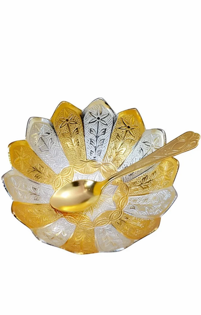 4 Inch Brass Kamal Bowl, For Gifting Purpose Shape Lotus Colour Golden Material Brass With Spoon Yes Size/Diameter 4 - Image 3