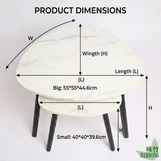 2Pcs Nesting End CoffeeTables Heavy Duty Legs Matte White Surface Eco Friendly Bulk Wholesale Decor Side Tables - Image 1