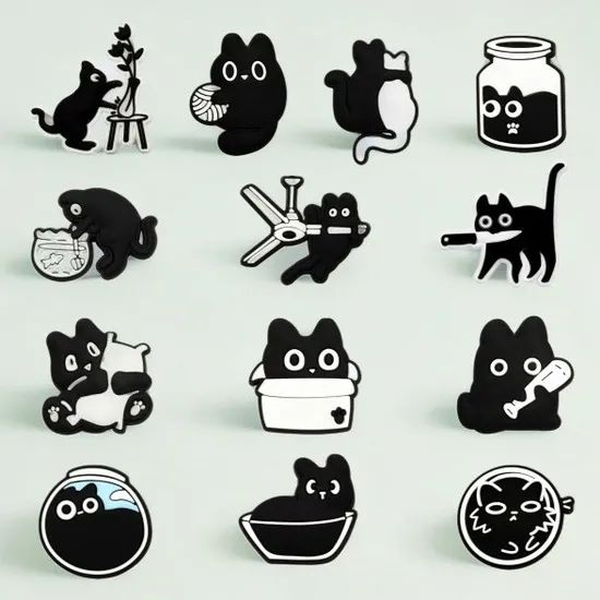 Cartoon Black PVC Soft Rubber Cute DIY Shoe Decorations Origin China Material PVC Style Cartoon Model NO. S-140 Trademark - Image 2