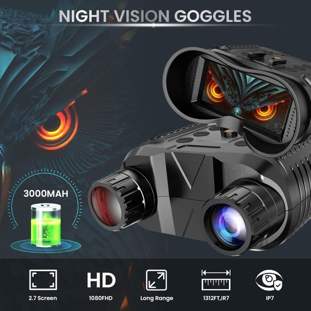 Night Vision Goggles 2nd Gen Head Mounted 1312FT Digital Zoom 8x Magnification 10x Photo Resolution 12mp Battery Type Built-in - Image 4
