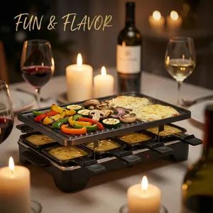 Electric Raclette Grill Griddle for Raclette Mini Pizzas with 8 Pans - Image 2