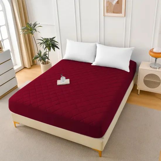 Quilted 100% Polyester Plaid Mattress Topper King 1Y MOQ200 Size King Style Plaid MOQ 200 PCS Origin China Season Everyday - Image 3