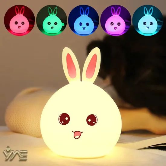 Silicone LED Cute Rabbit Night Light, Touch Desk Lamp - Image 2