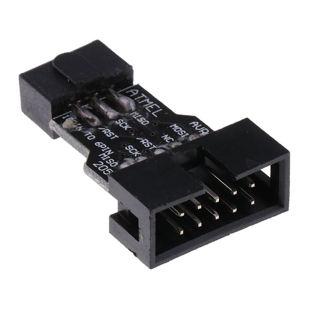 AVR-ISP 10 Pin To 6 Pin Adapter PCB For USBASP Programmer Pcb_color Black Adapter_pcb_weight 3.2g Connector_type_usbasp_side - Image 1
