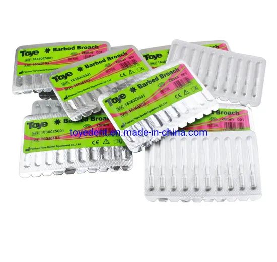 Dental Instrument Barbed Broaches Root Canal File Origin China Trademark TOYE Model NO. TY-BB Length 21/25/28mm HS Code - Image 1