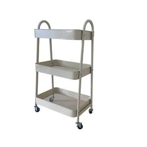 3-Layer Metal Practical Service Cart Rolling Storage Shelf Rack Storage Cart Design - Image 4