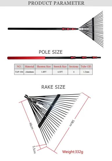 Retractable Wire Extension Leaf Rake Dead Leaf Rake Origin China Model NO. ZX Trademark ZX Shrink Shrink Shape Flat - Image 5