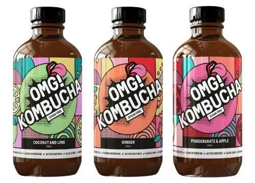 OMG! Kombucha Bottle Color Options Amber Or Clear Flavor Varieties Ginger, Coconut & Lime, Pomegranate & Apple Label Customization Available For Market-specific Translation, E.g., - Image 1