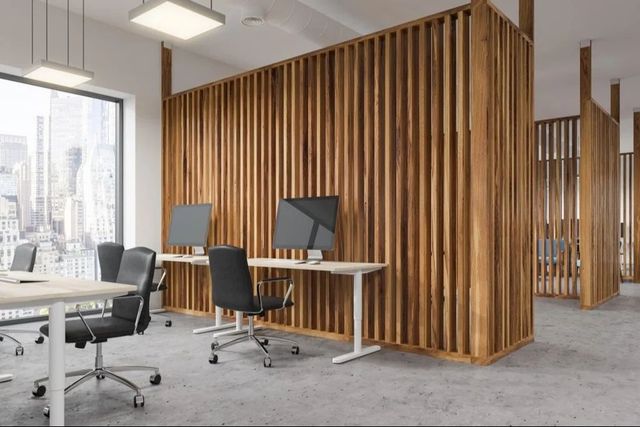 Wooden Office Partition Color Brown Material UPVC Height 10 Feet Partition Type Fixed - Image 1