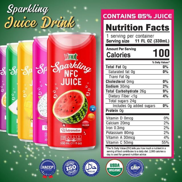 Sparkling Pomegranate Juice Drink | 330ml (Pack of 24) VINUT, Non-GMO, No Added Sugar, Wholesale Supplier, Free Sample, OEM ODM - Image 2