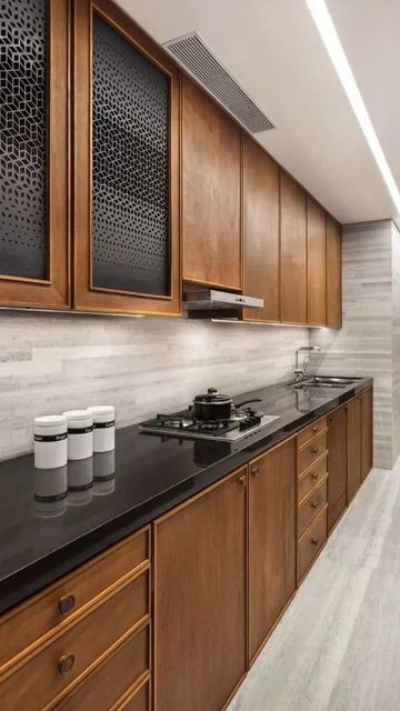 Modern Kitchen Interior Design Material HDHMR Appearance Modern Mount Type Wall Mount Product Type Standard Kitchen Design L - - Image 1