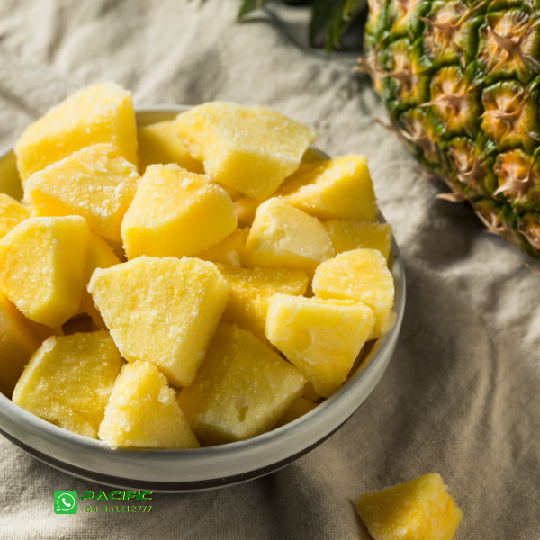 Frozen Pineapple Varieties Md2, Queen, Sweet Preservation Method Flash Frozen Container Capacity 22 Tons Per 40’rf Packing Details 500g/pe Bag × 20 Bags = - Image 1