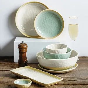 Round Japanese Dinnerware Home Restaurant Dinner Wedding Plate Set - Image 2