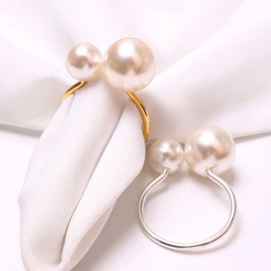 Wedding Party Pearl Design Tableware Napkin Rings - Image 1