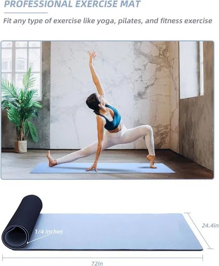 Factory Direct Wholesale Eco-Friendly Double Layer TPE Yoga Mat Non-Slip 6mm/8mm Fitness Exercise Mat with Custom Logo Print - Image 3