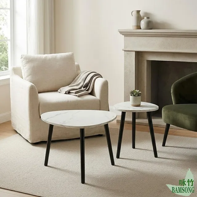 2Pcs Nesting End CoffeeTables Heavy Duty Legs Matte White Surface Eco Friendly Bulk Wholesale Decor Side Tables - Image 4