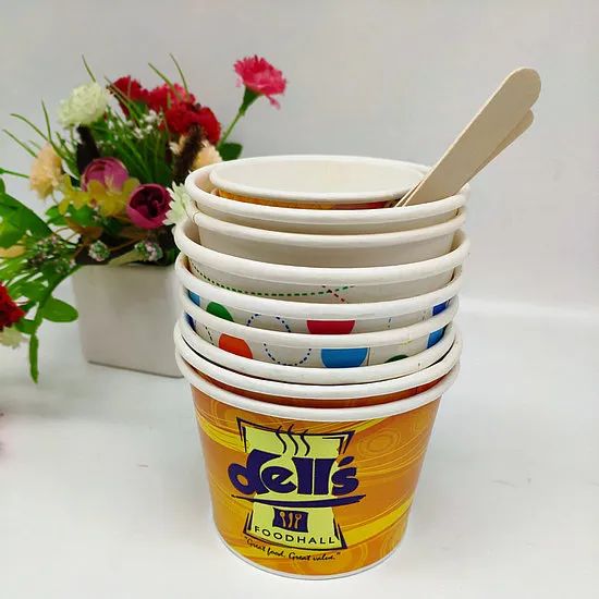 Compostable Paper Printed Ice Cream Bowl with Lid - Image 3