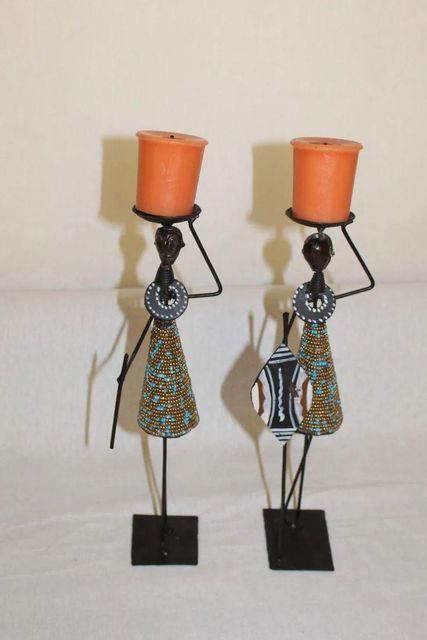 MAASAI CANDLE HOLDERS Length 30cm Theme Home Decor Style Traditional Type Candle Holder Color Multicoloured Technique Traditional - Image 3