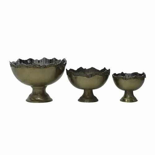 Punch Brass Bowls Size Range 4 Inches To 12 Inches Outer Appearance Brilliant Brass Look Finish Brass Finish With Chrome Plating - Image 1