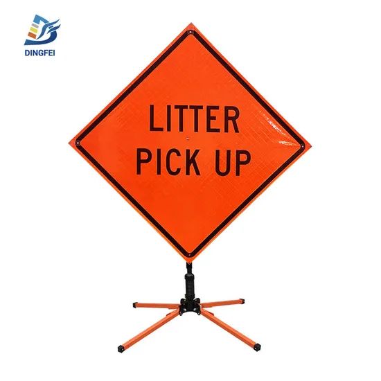 PVC Litter Pick up Traffic Roll up Sign Warning Folding Reflective Road Control Sign - Image 3
