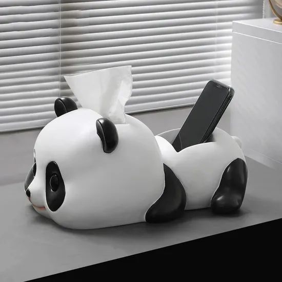 Resin Panda Shape Tissue Paper Box Tabletop Multifunction Tissue Boxes - Image 6
