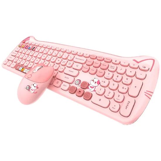 Colorful Female Wireless Keyboard Official 2 in 1 Gaming Keyboard Mouse Set Keyboard Mouse Combos - Image 1