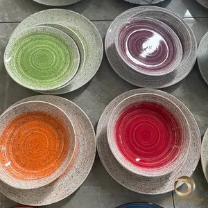 Multicolored Halo 18PCS Dinner Set Plate Stamp Decal Porcelainware Ceramic Kitchenware Tableware - Image 6