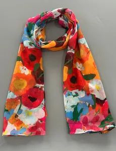 Hot-Selling Custom Printed Floral Scarves for Autumn Quality High Style Leisure Gender Women's Thickness Thin Length - Image 2