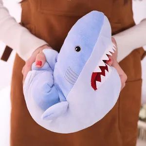 Cartoon Shark Slippers Thick Winter Warmth Shark Head Home Cotton Slippers - Image 2