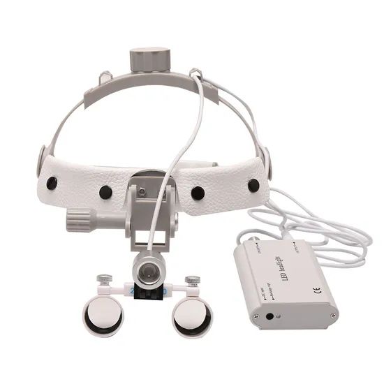 New 3.5X Binocular Magnifier with Headlight Headband Loupes Medical Headlamp Surgical Light - Image 1