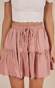 Elasticized Waist Adjustable Mini Skirt - Image 4