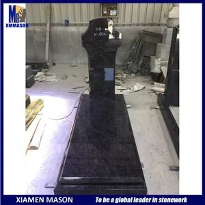Cheap Tombstones Granite Cemetery Monuments MOQ 1 Set Color Blue Origin China Style European HS Code 680293 Size - Image 2