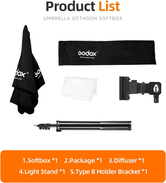 Portable 80cm Octagon Softbox Kit with 190cm Light Stand & Hot Shoe Holder - Image 3